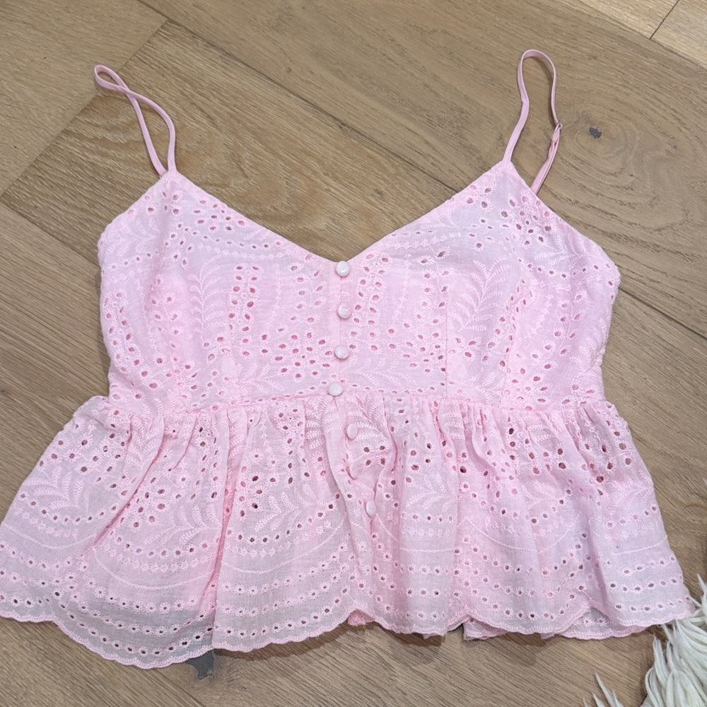 Altar'd State Light Pink Eyelet Camisole